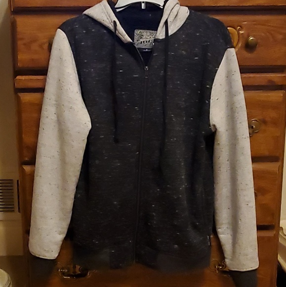 Heathered grey & black fur lined zip up hoodie - Picture 2 of 3